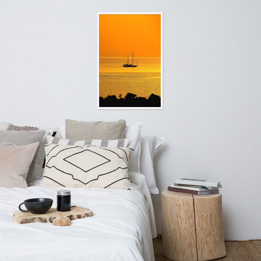 Poster - a ship on golden sea artlia
