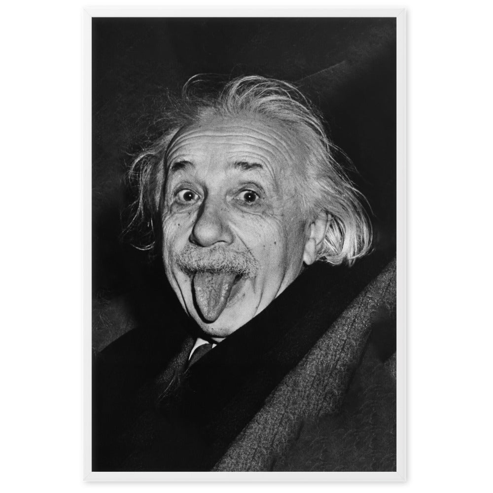 Poster - Albert Einstein Zunge Weiß / 61×91 cm artlia