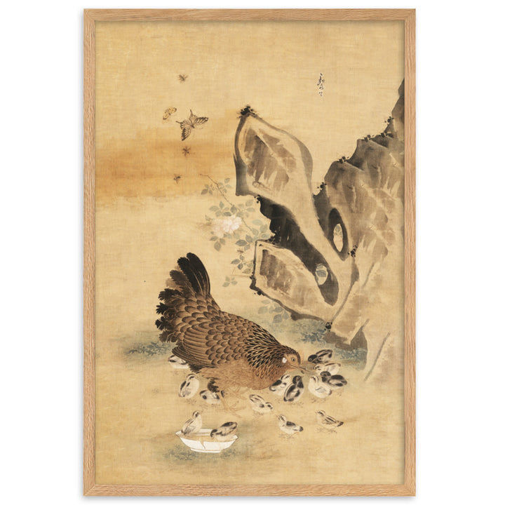 Poster - Henne und Küken, Byeon Sang-byeok Oak / 61×91 cm artlia