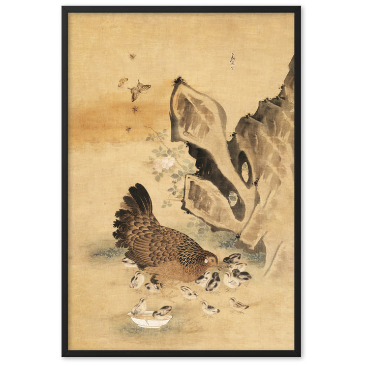 Poster - Henne und Küken, Byeon Sang-byeok Schwarz / 61×91 cm artlia