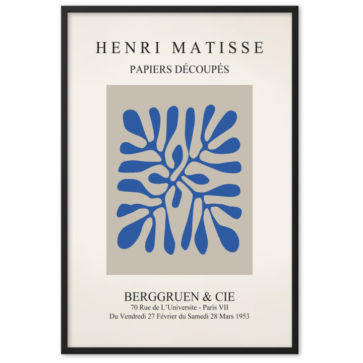 Poster - Henri Matisse, Papier Découpés blaue Blätter Schwarz / 61×91 cm artlia