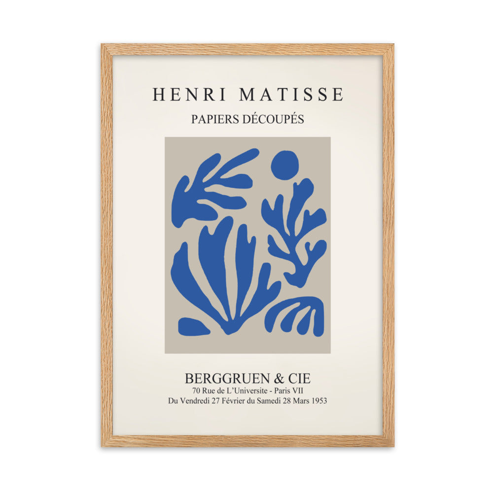 Poster - Henri Matisse, Papier Découpés blauer Garten I Oak / 50×70 cm artlia