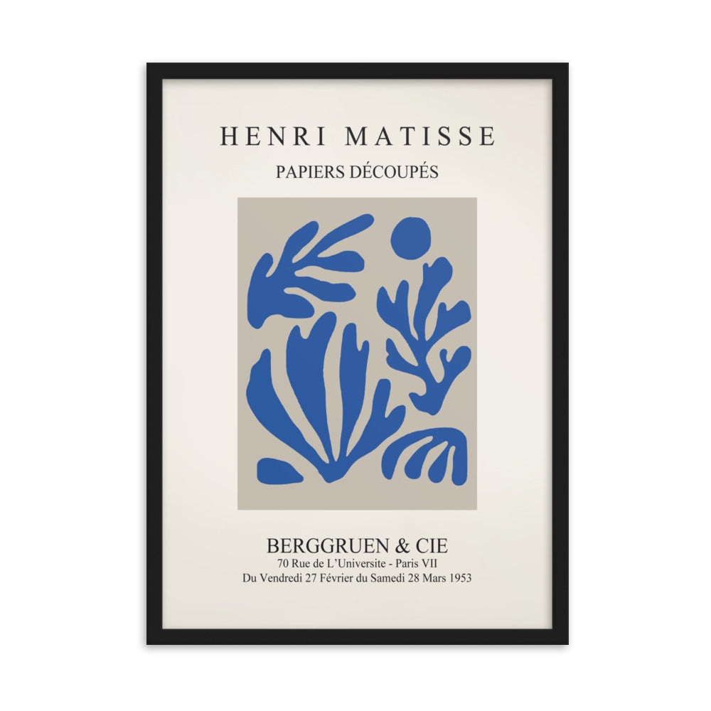 Poster - Henri Matisse, Papier Découpés blauer Garten I Schwarz / 50×70 cm artlia