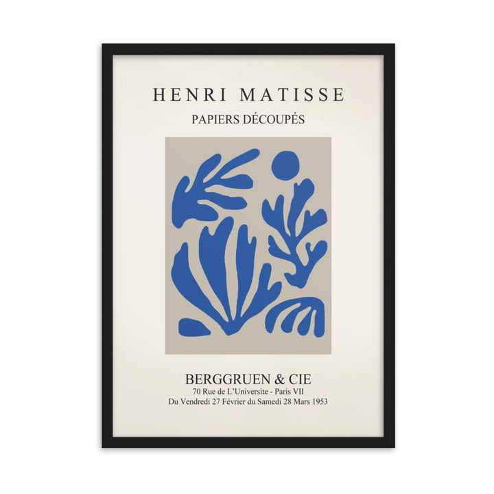 Poster - Henri Matisse, Papier Découpés blauer Garten I Schwarz / 50×70 cm artlia