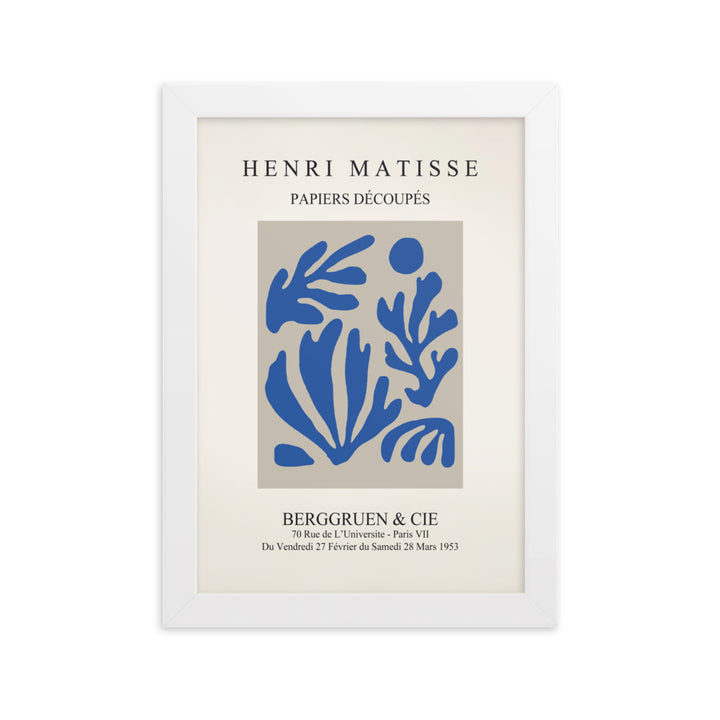 Poster - Henri Matisse, Papier Découpés blauer Garten I Weiß / 21×30 cm artlia