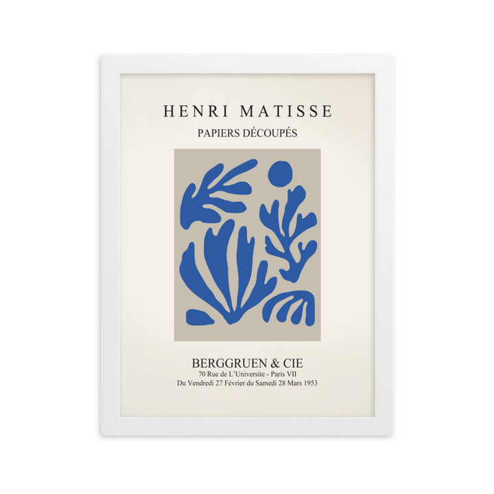 Poster - Henri Matisse, Papier Découpés blauer Garten I Weiß / 30×40 cm artlia