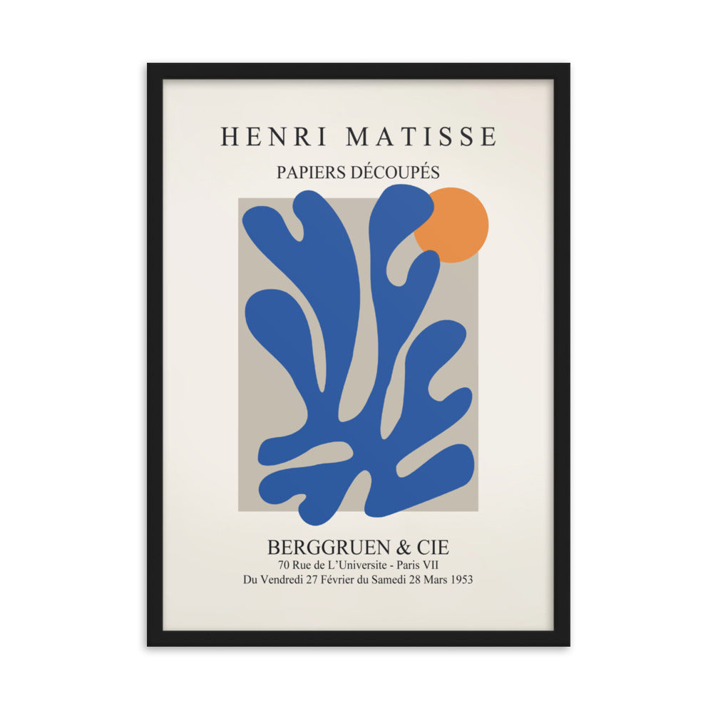 Poster - Henri Matisse, Papier Découpés blauer Garten II Schwarz / 50×70 cm artlia