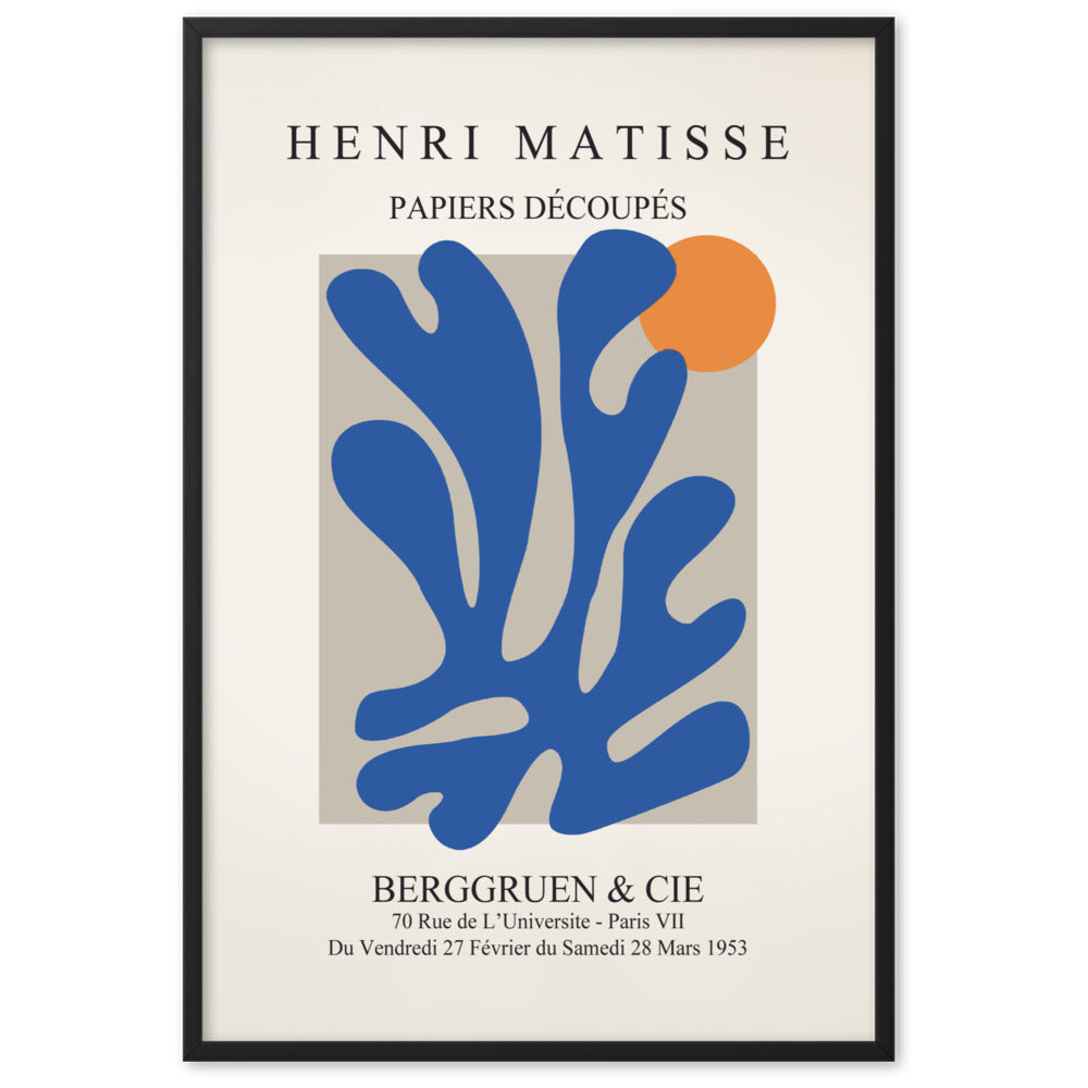 Poster - Henri Matisse, Papier Découpés blauer Garten II Schwarz / 61×91 cm artlia
