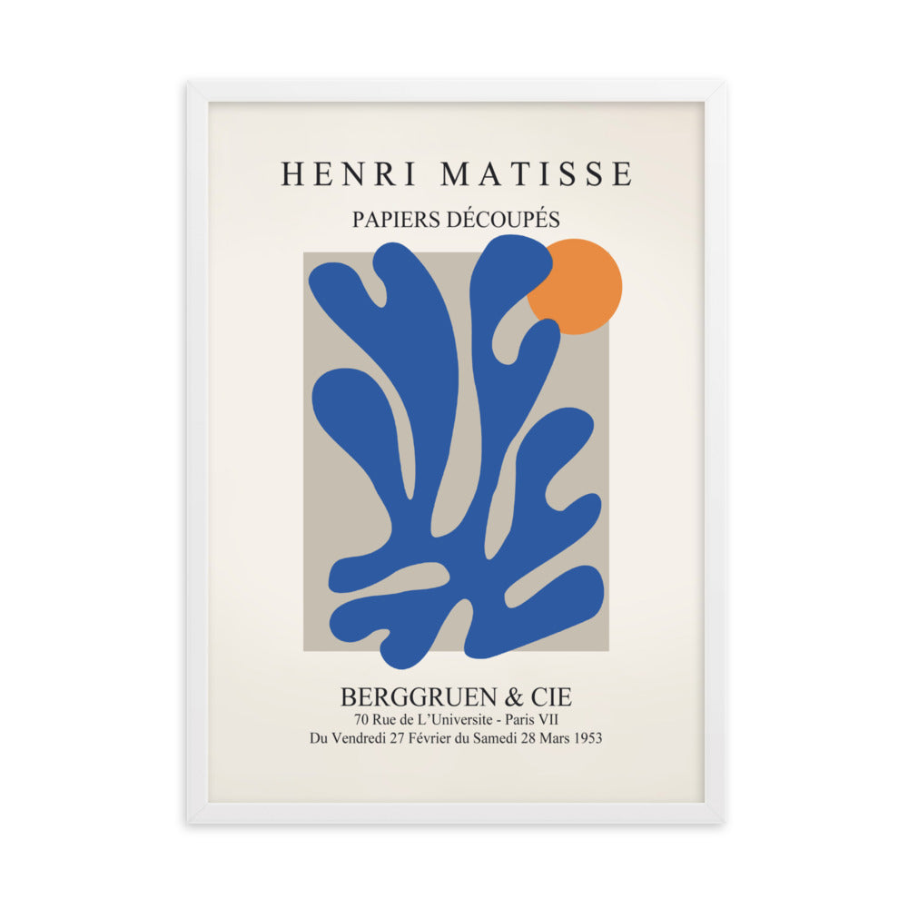 Poster - Henri Matisse, Papier Découpés blauer Garten II Weiß / 50×70 cm artlia