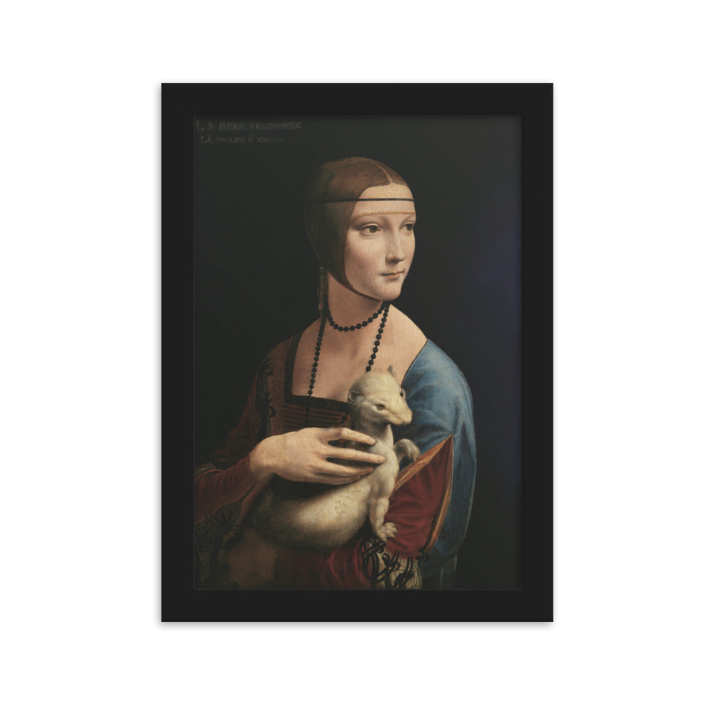 Poster - Leonardo da Vinci, Dame mit dem Hermelin Schwarz / 21×30 cm artlia
