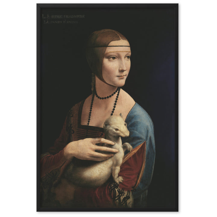 Poster - Leonardo da Vinci, Dame mit dem Hermelin Schwarz / 61×91 cm artlia