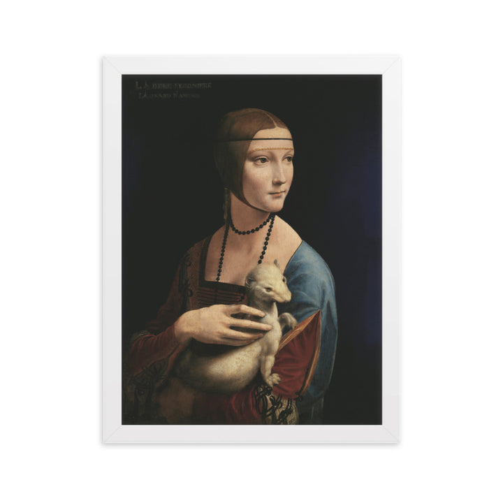 Poster - Leonardo da Vinci, Dame mit dem Hermelin Weiß / 30×40 cm artlia