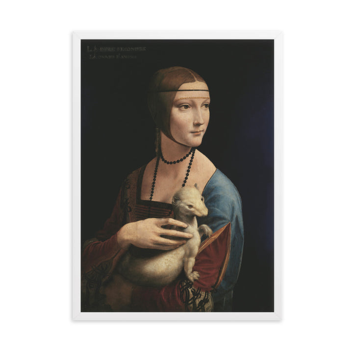 Poster - Leonardo da Vinci, Dame mit dem Hermelin Weiß / 50×70 cm artlia