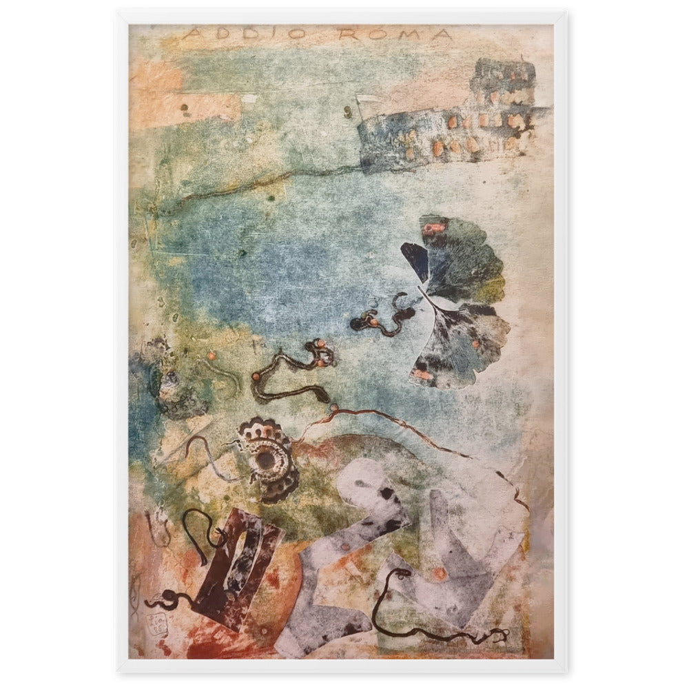 Poster - Lia Broecker-Jakob, Monotypie 5971 addio roma Weiß / 61×91 cm artlia