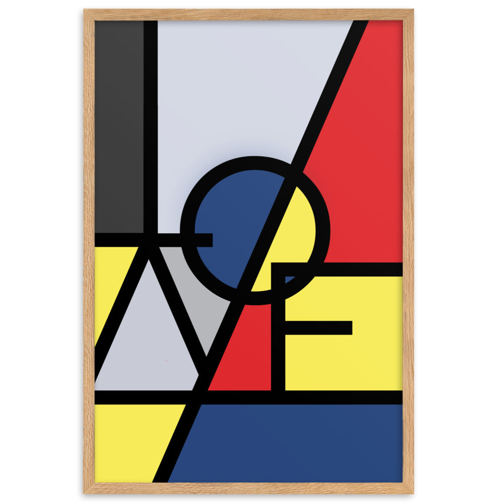 Poster - "LOVE" im Stil von Mondrian Oak / 61×91 cm artlia