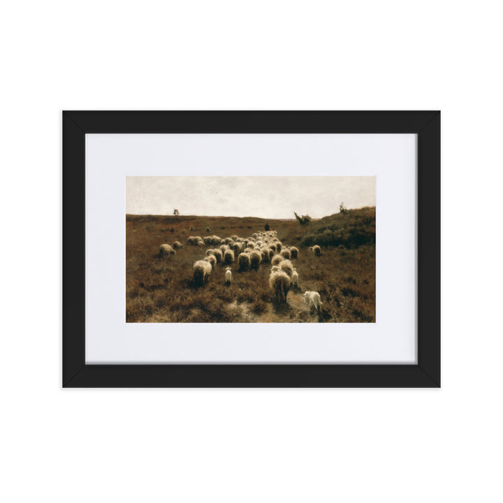 Poster mit Passepartout - Anton Mauve, The Return of the Flock, Laren Schwarz / 21×30 cm artlia