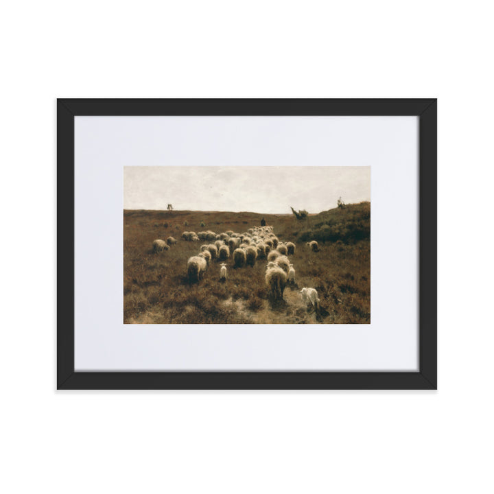 Poster mit Passepartout - Anton Mauve, The Return of the Flock, Laren Schwarz / 30×40 cm artlia