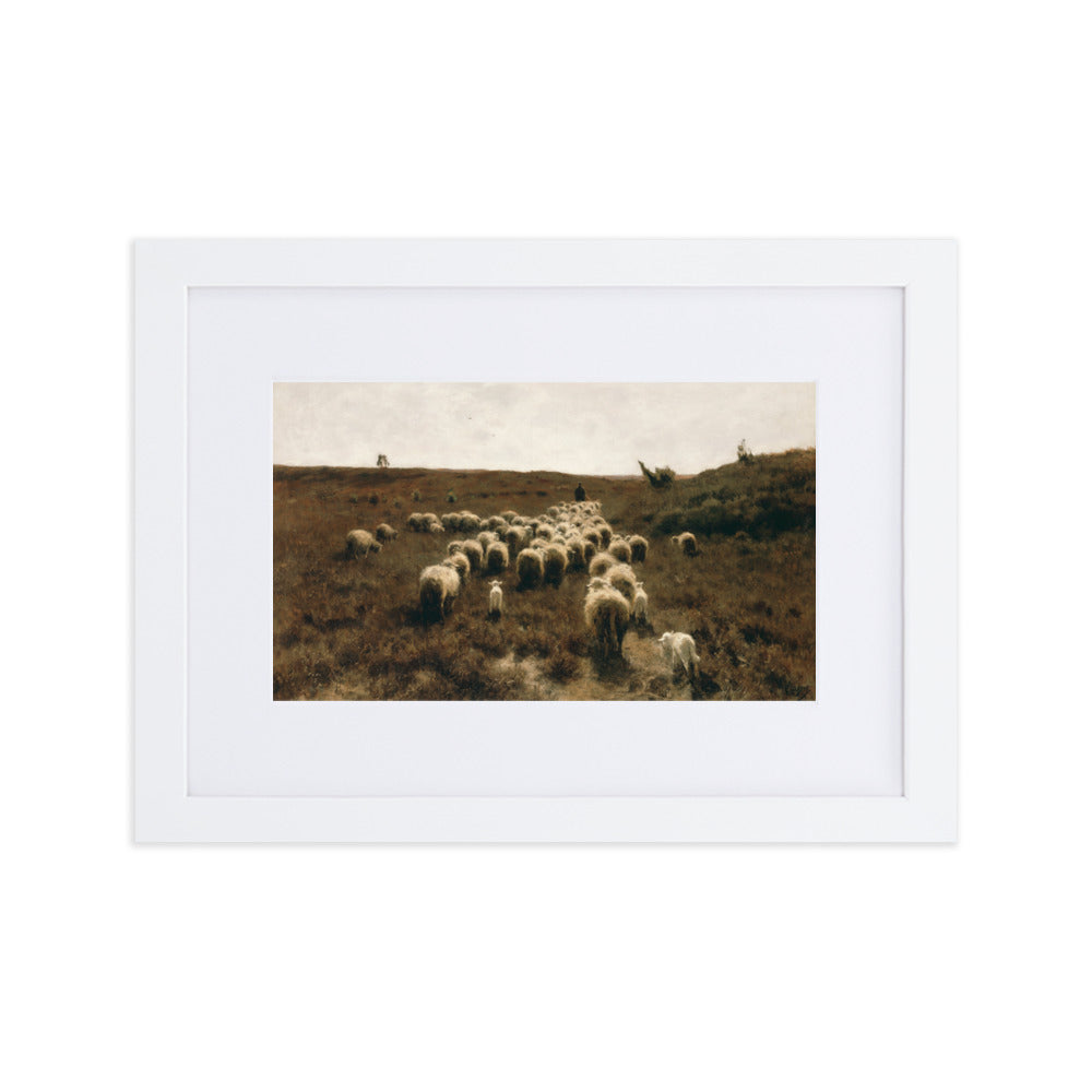 Poster mit Passepartout - Anton Mauve, The Return of the Flock, Laren Weiß / 21×30 cm artlia
