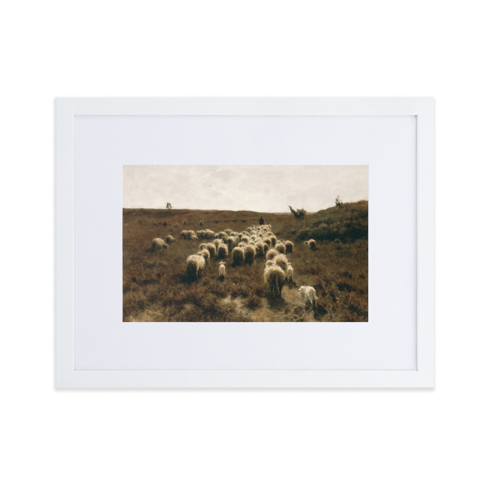 Poster mit Passepartout - Anton Mauve, The Return of the Flock, Laren Weiß / 30×40 cm artlia