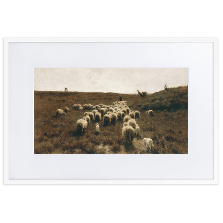 Poster mit Passepartout - Anton Mauve, The Return of the Flock, Laren Weiß / 61×91 cm artlia