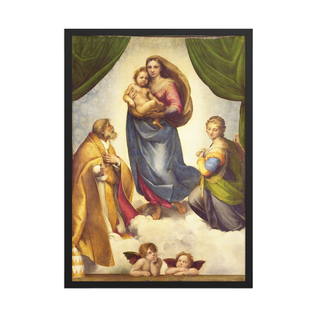 Poster - Raffaello Sanzio da Urbino, Die Sixtinische Madonna Schwarz / 50×70 cm artlia