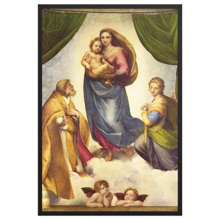 Poster - Raffaello Sanzio da Urbino, Die Sixtinische Madonna Schwarz / 61×91 cm artlia