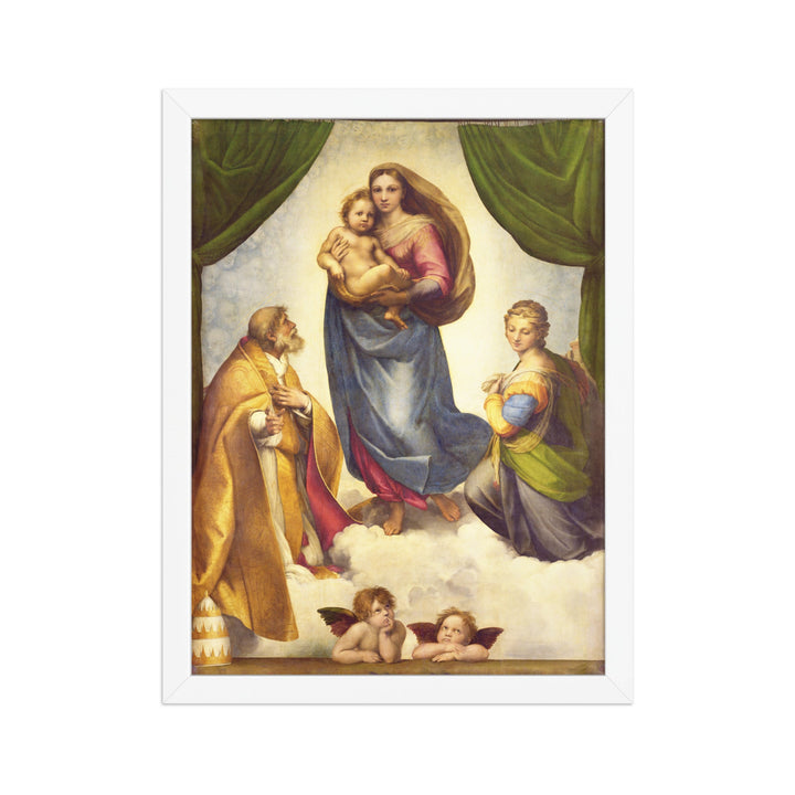 Poster - Raffaello Sanzio da Urbino, Die Sixtinische Madonna Weiß / 30×40 cm artlia