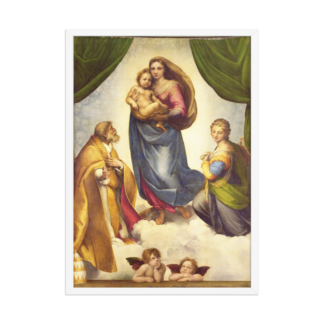 Poster - Raffaello Sanzio da Urbino, Die Sixtinische Madonna Weiß / 50×70 cm artlia