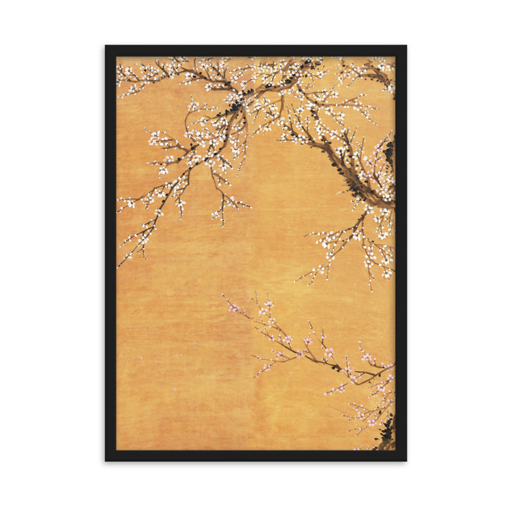 Poster - Rote und weiße Pflaumenblüten Schwarz / Teil 1 / 50×70 cm artlia