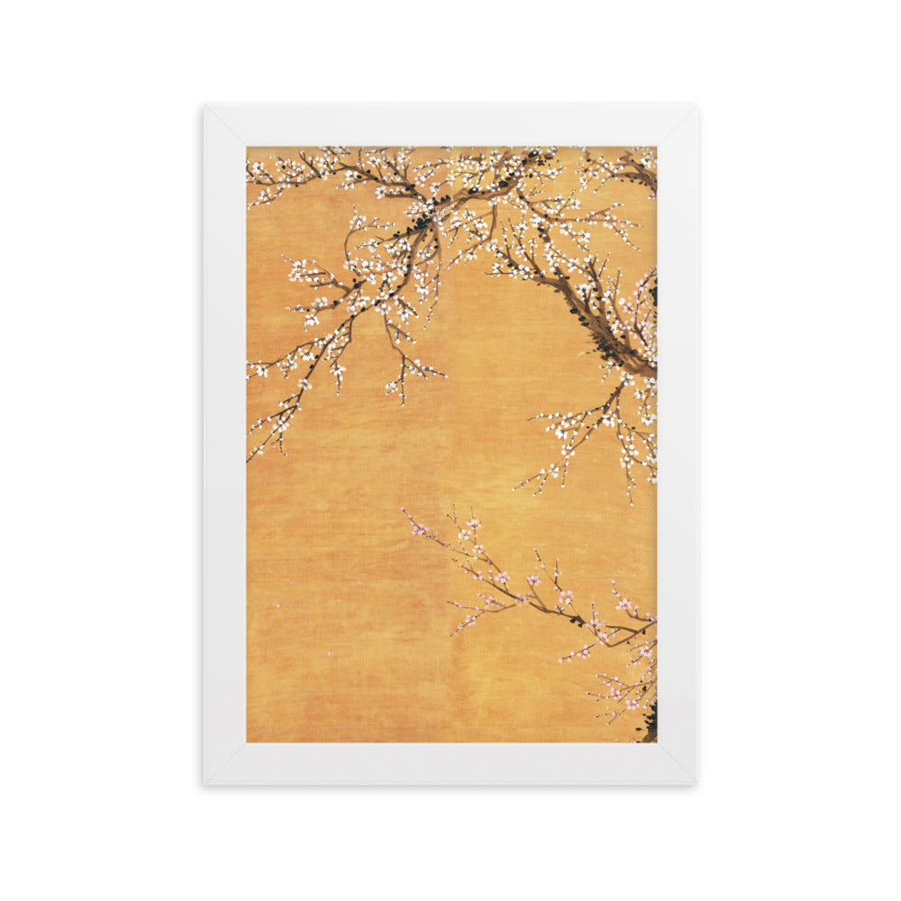 Poster - Rote und weiße Pflaumenblüten Weiß / Teil 1 / 21×30 cm artlia