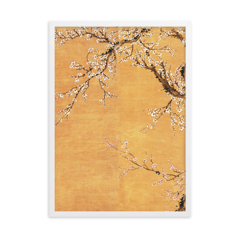 Poster - Rote und weiße Pflaumenblüten Weiß / Teil 1 / 50×70 cm artlia