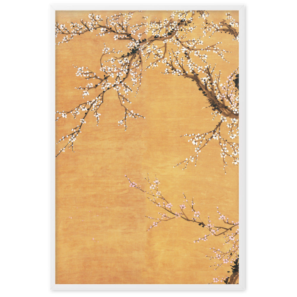 Poster - Rote und weiße Pflaumenblüten Weiß / Teil 1 / 61×91 cm artlia