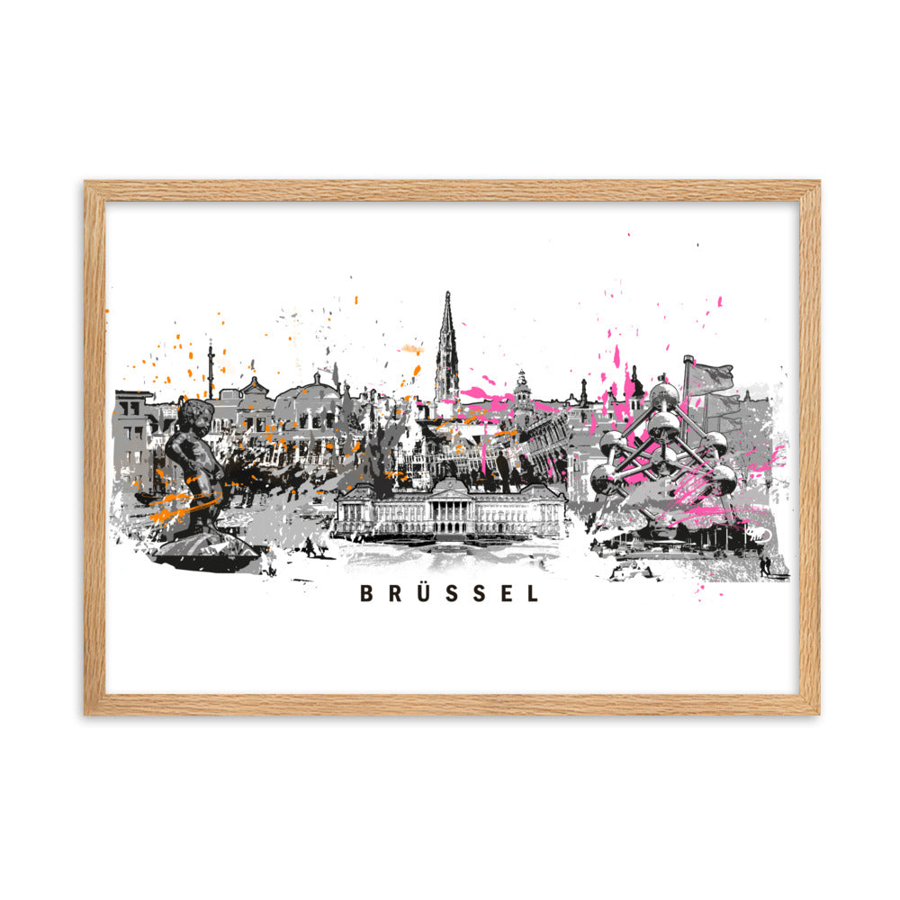 Poster - Skyline Brüssel Oak / 50×70 cm artlia