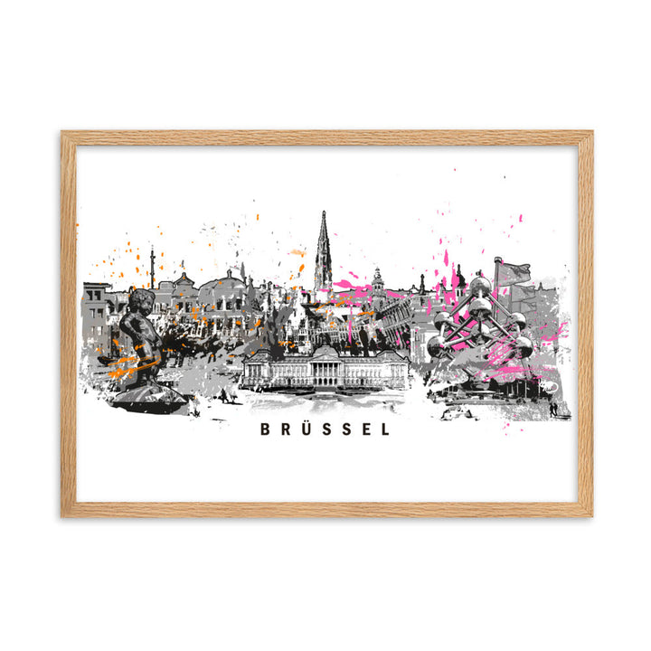 Poster - Skyline Brüssel Oak / 50×70 cm artlia