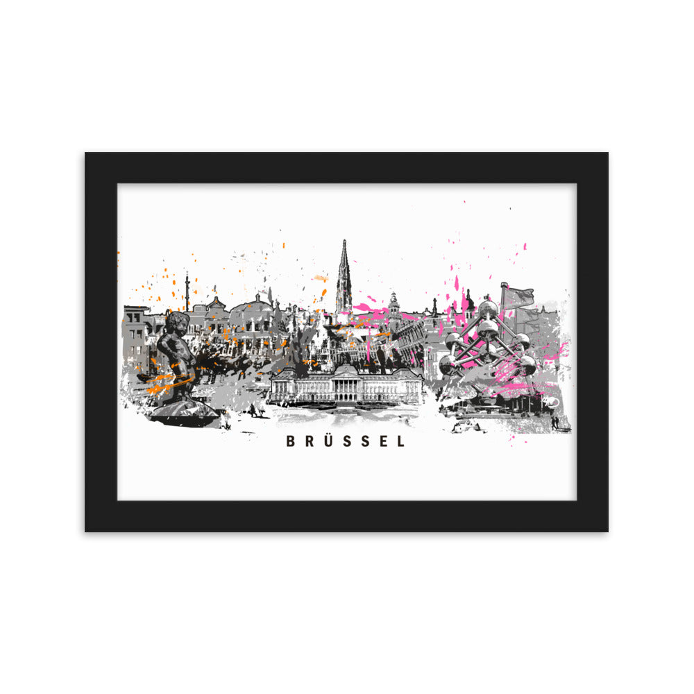 Poster - Skyline Brüssel Schwarz / 21×30 cm artlia