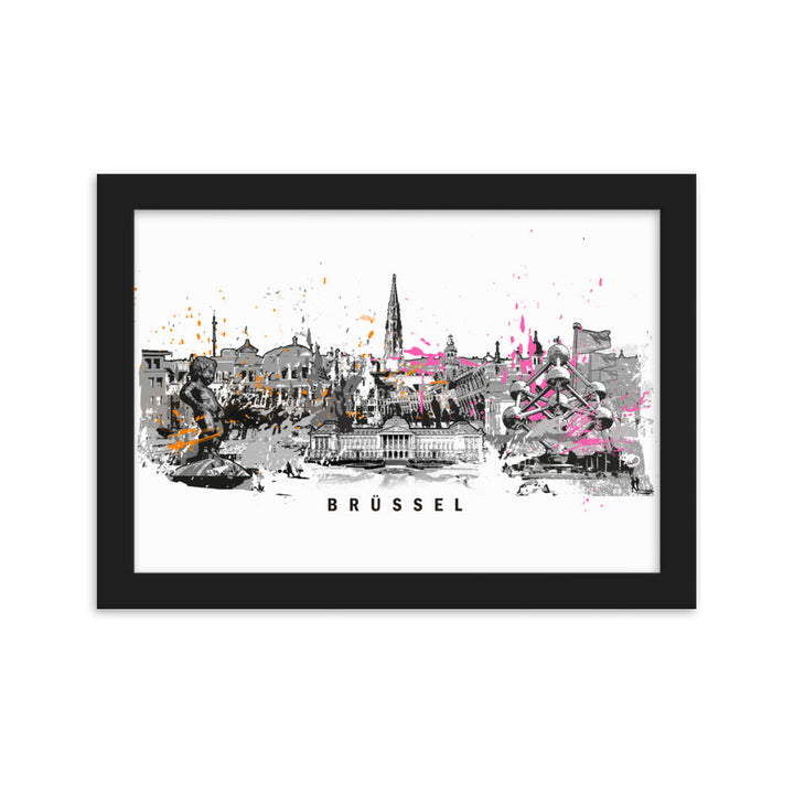 Poster - Skyline Brüssel Schwarz / 21×30 cm artlia
