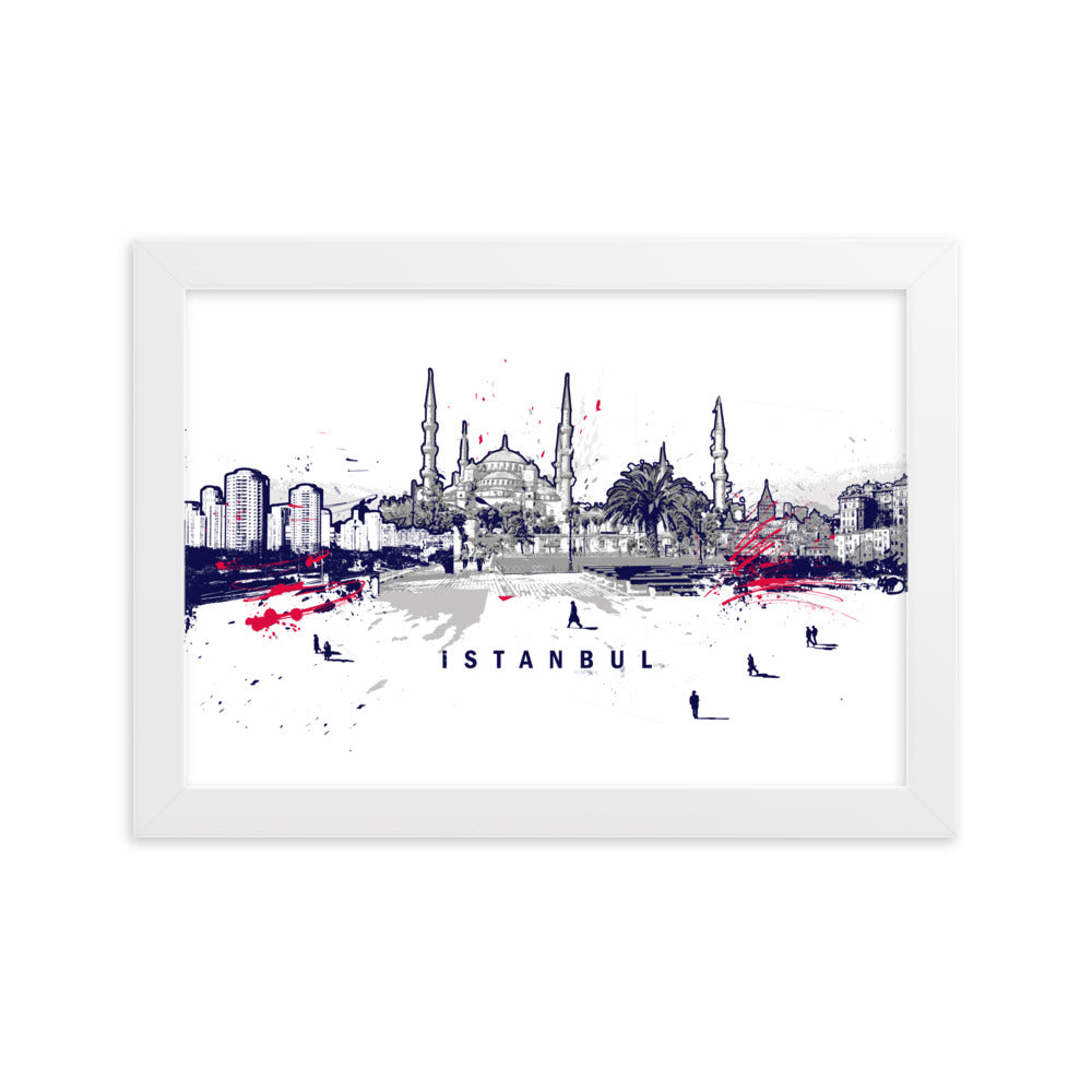 Poster - Skyline Istanbul Weiß / 21×30 cm artlia