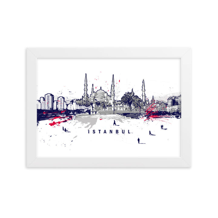 Poster - Skyline Istanbul Weiß / 21×30 cm artlia