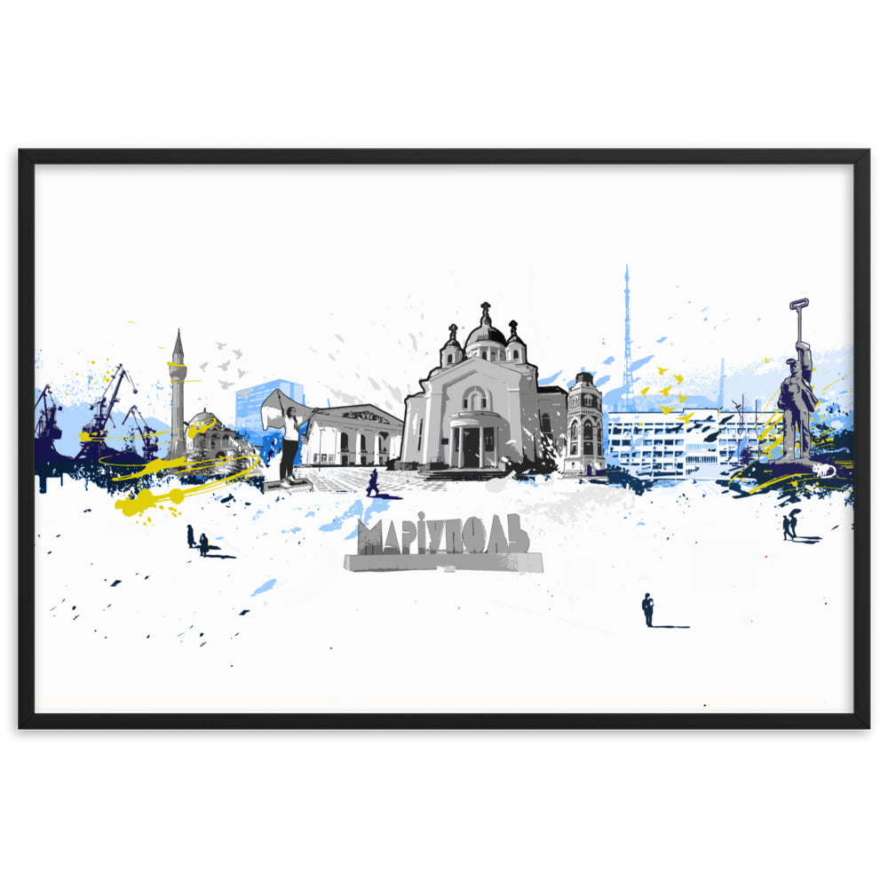 Poster - Skyline Mariupol Schwarz / 61×91 cm artlia
