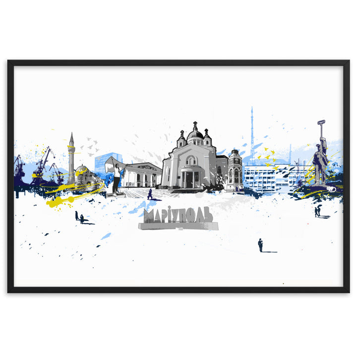 Poster - Skyline Mariupol Schwarz / 61×91 cm artlia