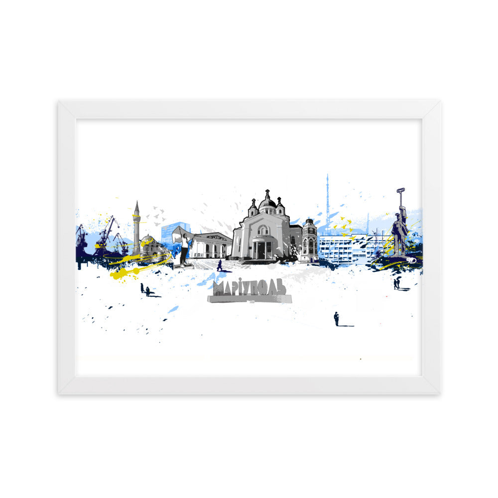 Poster - Skyline Mariupol Weiß / 30×40 cm artlia