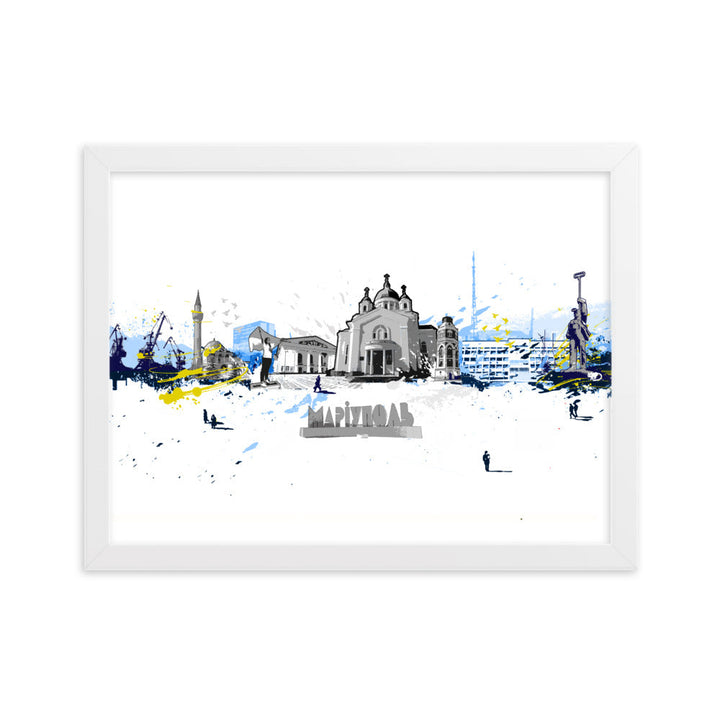 Poster - Skyline Mariupol Weiß / 30×40 cm artlia