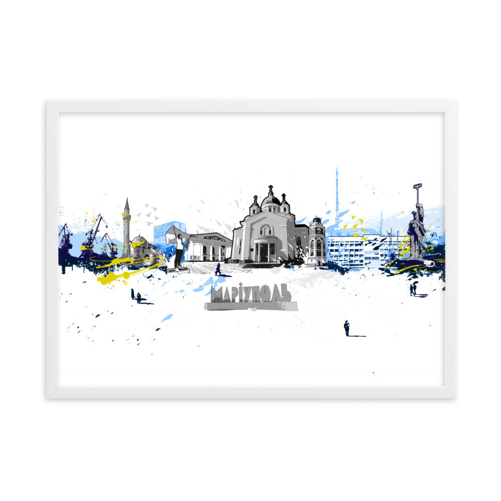 Poster - Skyline Mariupol Weiß / 50×70 cm artlia