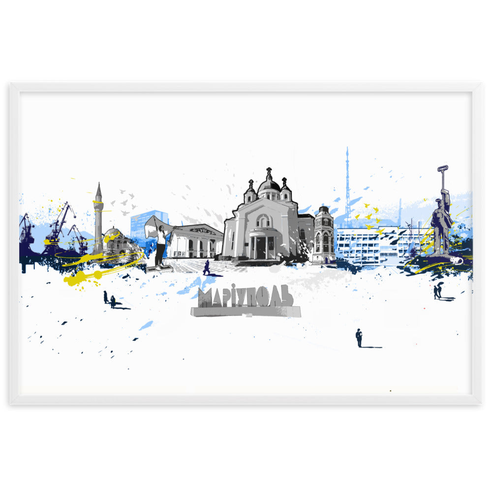 Poster - Skyline Mariupol Weiß / 61×91 cm artlia
