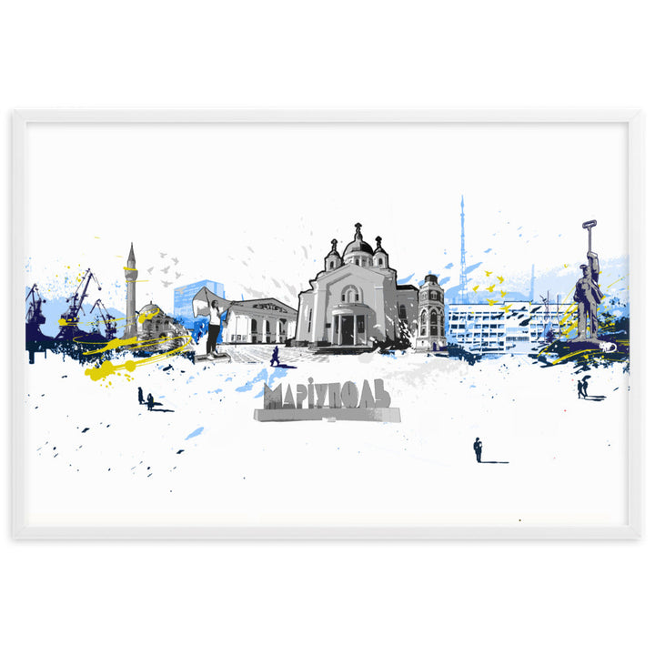 Poster - Skyline Mariupol Weiß / 61×91 cm artlia