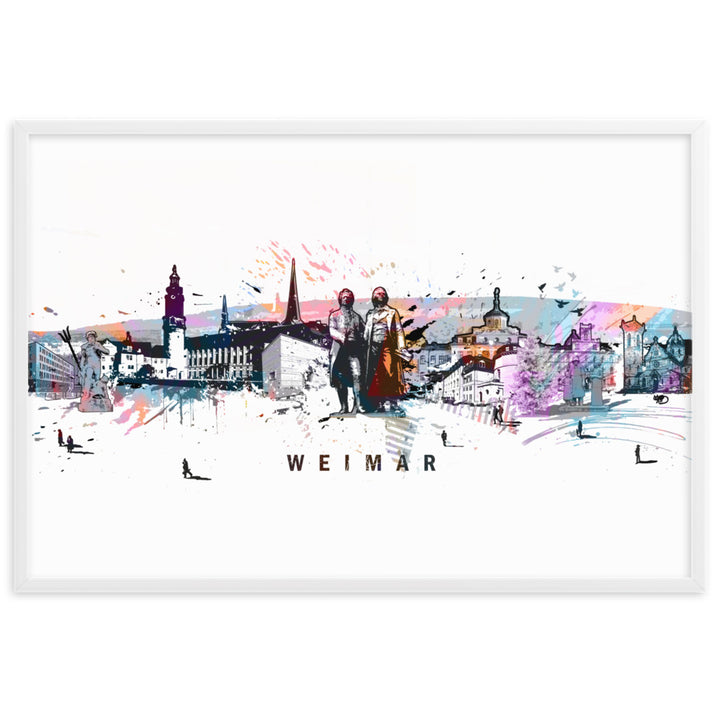 Poster - Skyline Weimar Weiß / 61×91 cm artlia