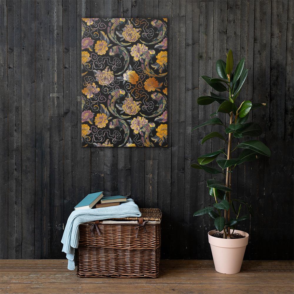 Blumen und Kois - Leinwand artlia