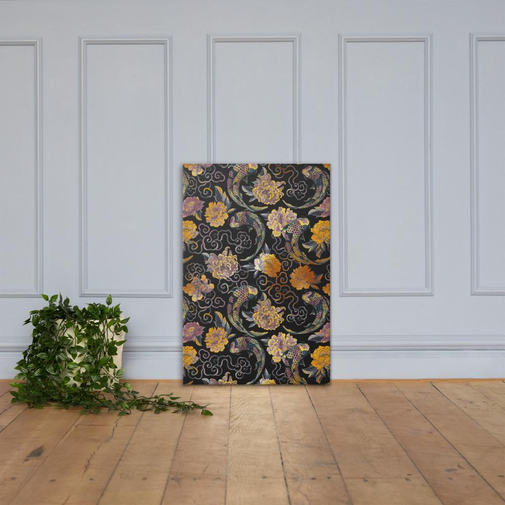 Blumen und Kois - Leinwand artlia