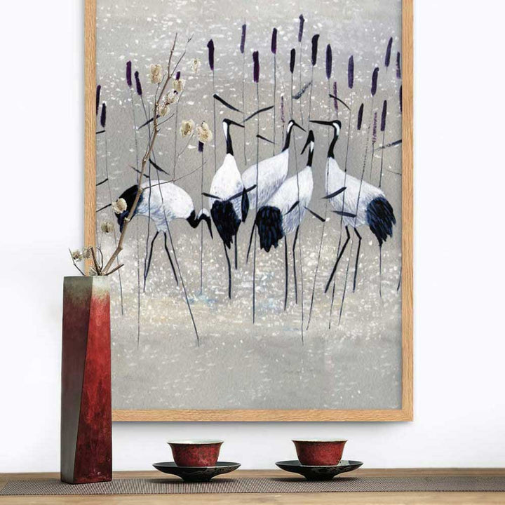 Kranichfamilie - Poster artlia