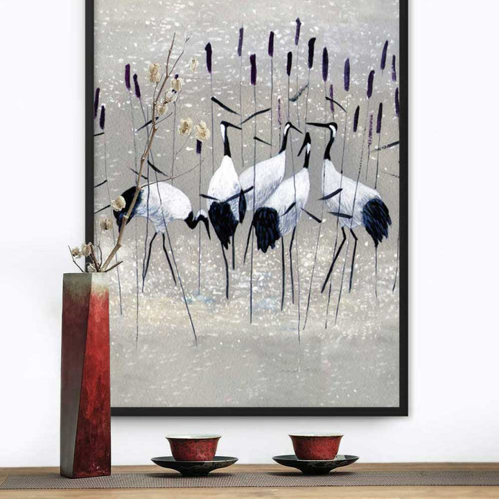 Kranichfamilie - Poster artlia